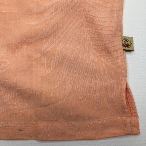 Joe Marlin Mens Peach Tropical Palm Print Hawaiian Button Shirt Orange Sz Large - Picture 5 of 8